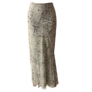 Chan Luu Silver Lace Sheer Asymmetric Pull On Maxi Jersey Gray Under Skirt Sz?